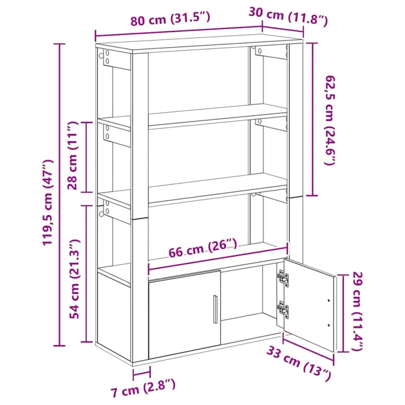 Kabalas juoda ąžuolo 30 x 80 x 119.5 cm Apdirbta mediena
