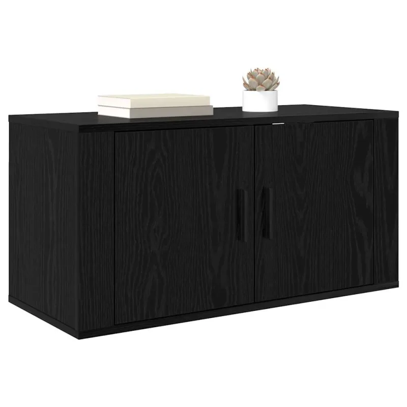 Sieninis televizoriaus kabinetas juoda ąžuolo 80 x 34.5 x 40 cm