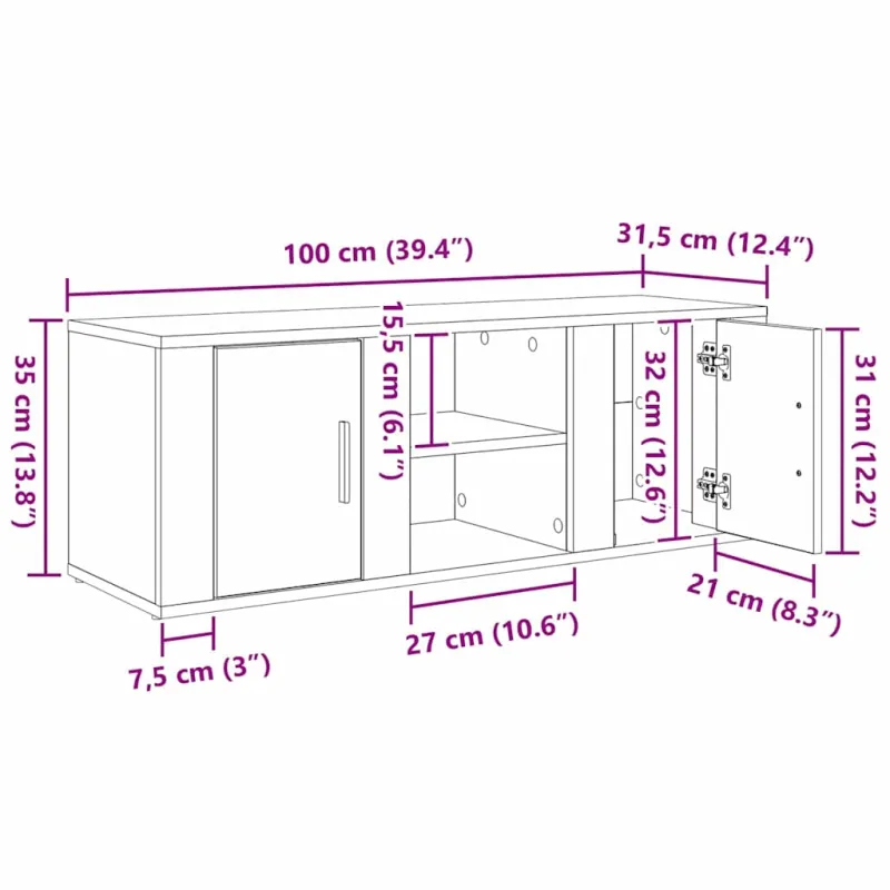 Televizoriaus spintelė Senovinis medis 100 x 31,5 x 35 cm