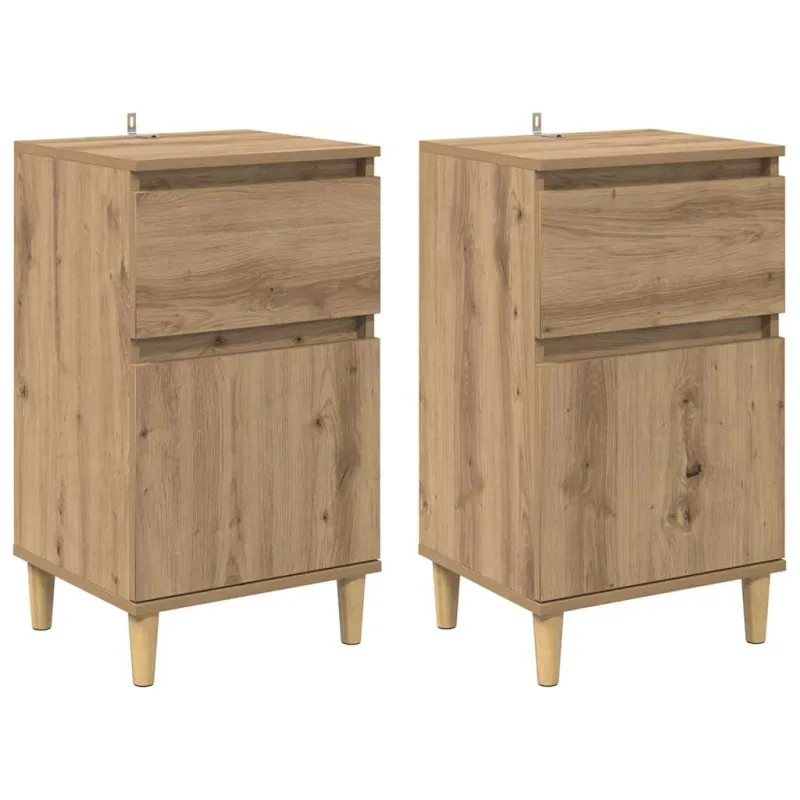 Šalia lovos spintelė 2 pcs Amatininkų ąžuolas 40 x 35 x 70 cm
