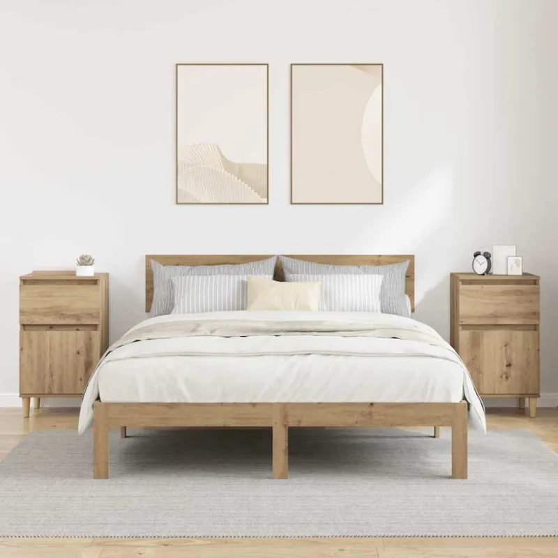 Šalia lovos spintelė 2 pcs Amatininkų ąžuolas 40 x 35 x 70 cm