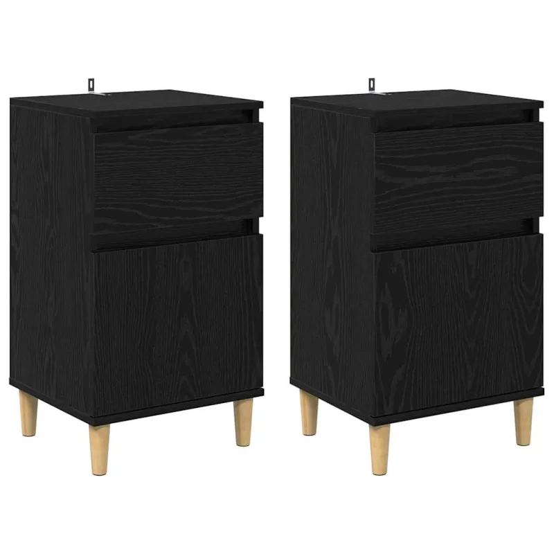 Šalia lovos spintelė 2 pcs Juodas ąžuolas 40 x 35 x 70 cm