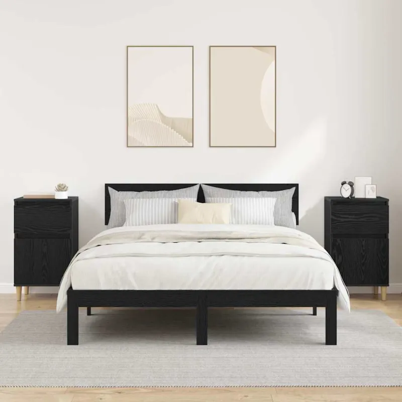 Šalia lovos spintelė 2 pcs Juodas ąžuolas 40 x 35 x 70 cm
