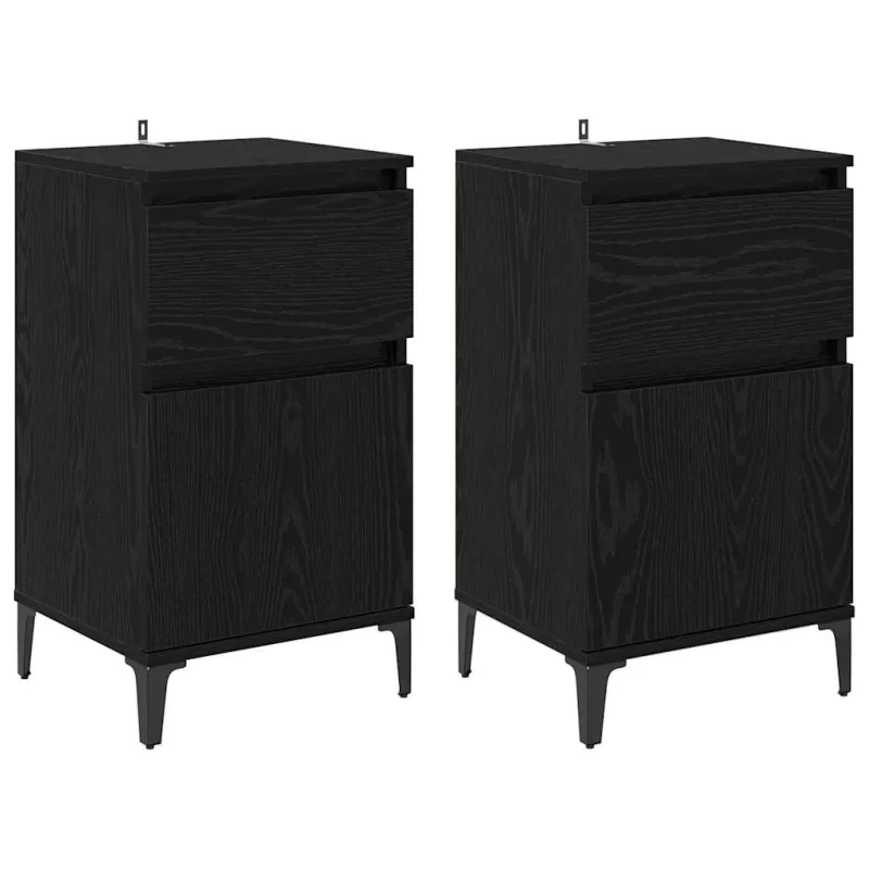 Šalia lovos spintelė 2 pcs Juodas ąžuolas 40 x 35 x 70 cm