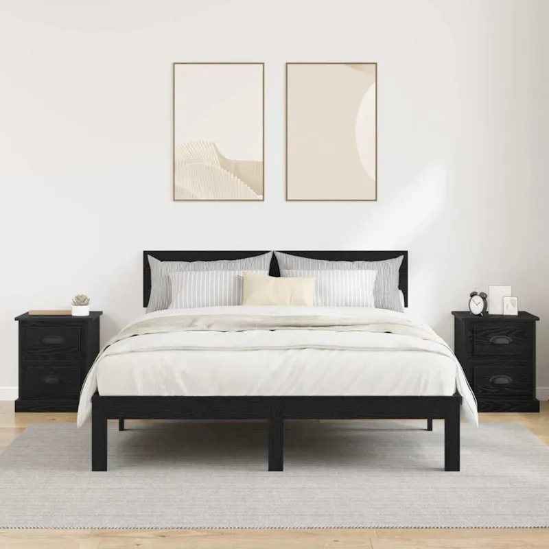Šalia lovos spintelė 2 pcs Juodas ąžuolas 39 x 39 x 47.5 cm