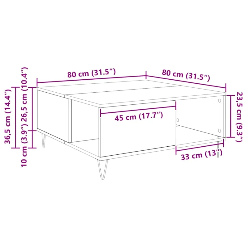 Kavos staliukas Senovinis medis 80 x 80 x 36,5 cm