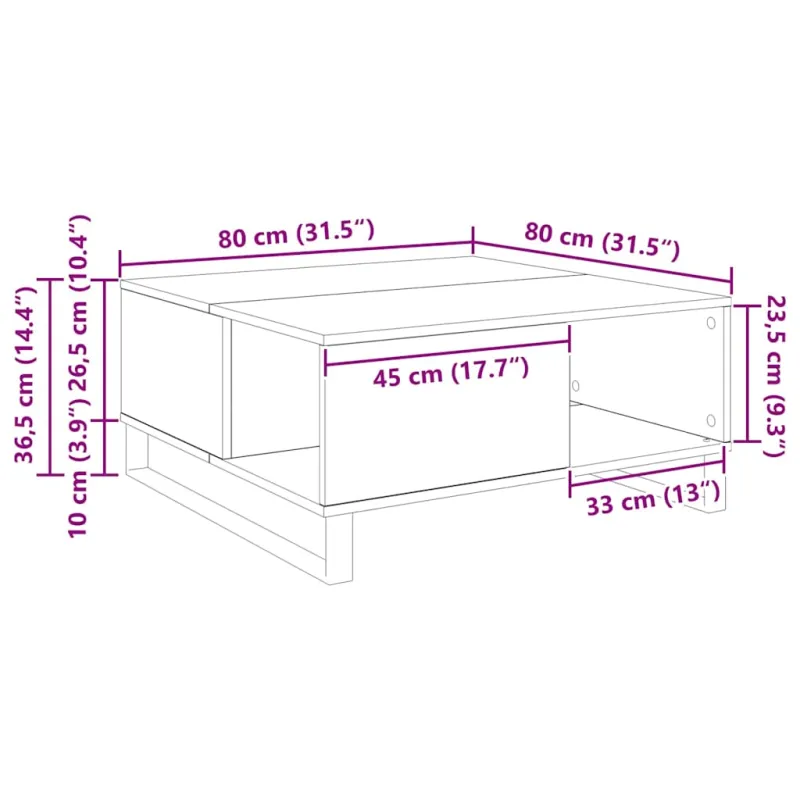 Kavos staliukas Senovinis medis 80 x 80 x 36,5 cm