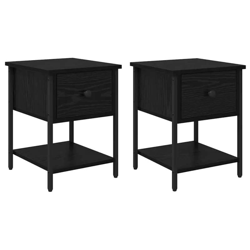 Naktinis staliukas 2 pcs Juodas ąžuolas 34 x 35,5 x 45 cm