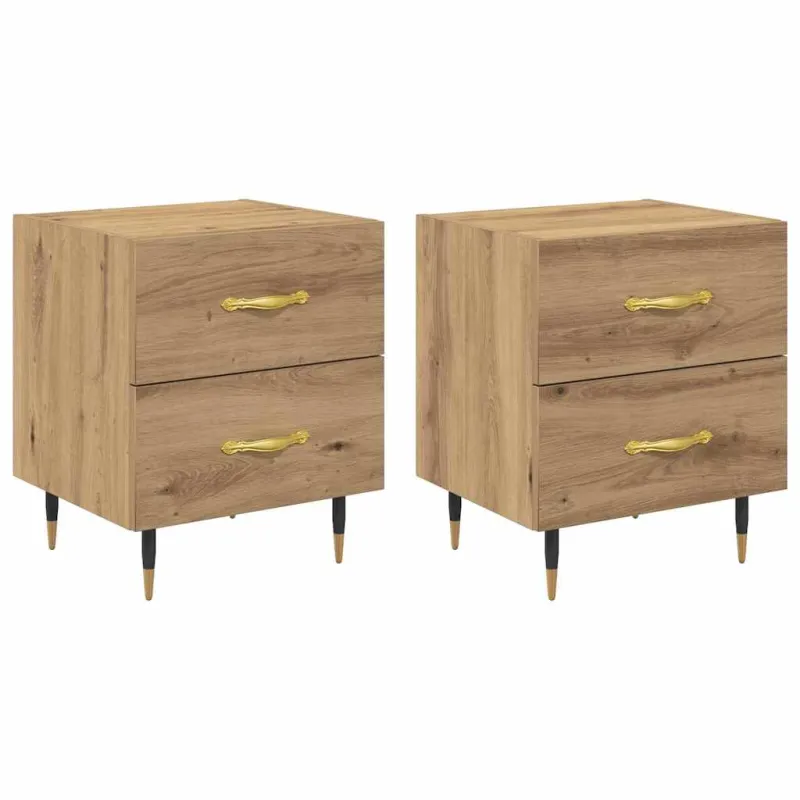 Šalia lovos spintelė 2 pcs Amatininkų ąžuolas 40 x 35 x 47,5 cm
