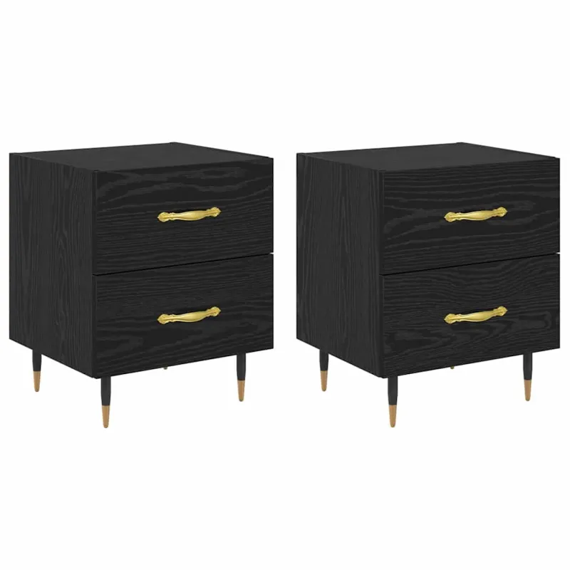 Šalia lovos spintelė 2 pcs Juodas ąžuolas 40 x 35 x 47,5 cm
