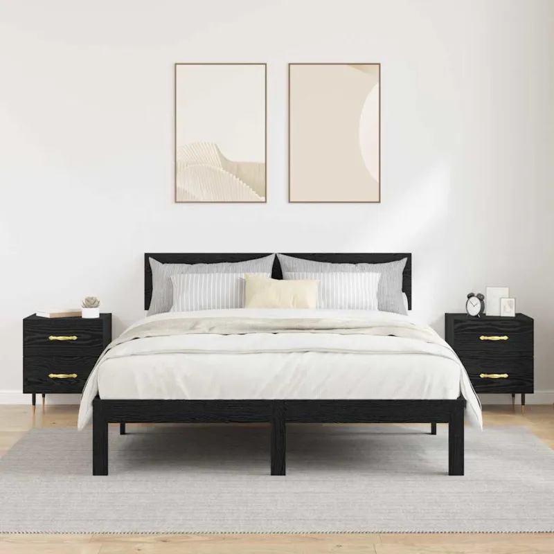Šalia lovos spintelė 2 pcs Juodas ąžuolas 40 x 35 x 47,5 cm