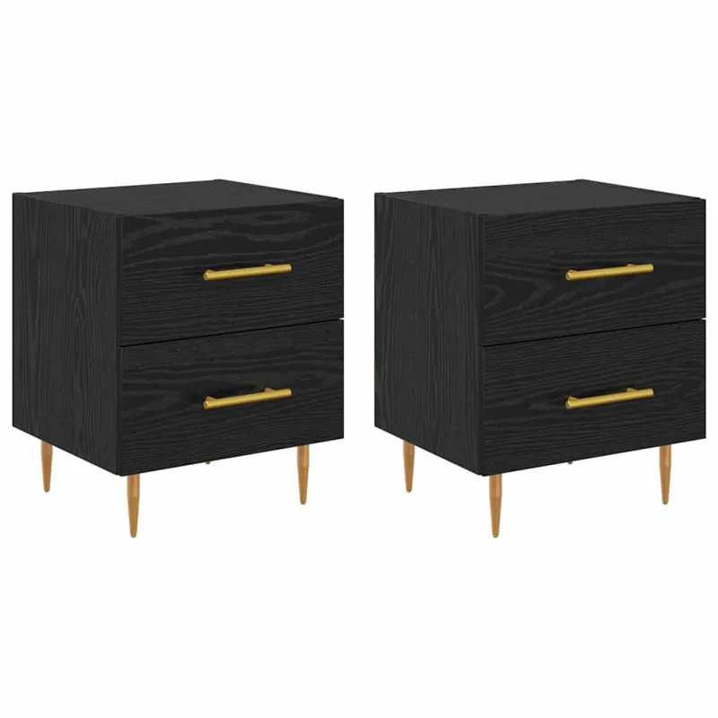 Šalia lovos spintelė 2 pcs Juodas ąžuolas 40 x 35 x 47,5 cm