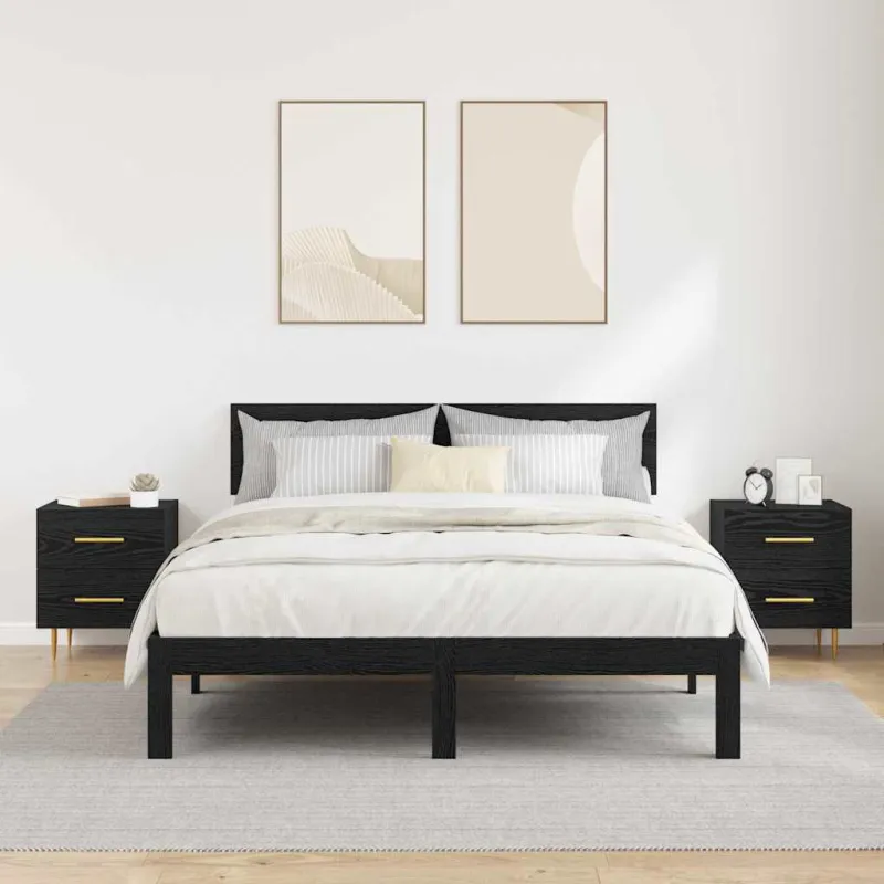 Šalia lovos spintelė 2 pcs Juodas ąžuolas 40 x 35 x 47,5 cm