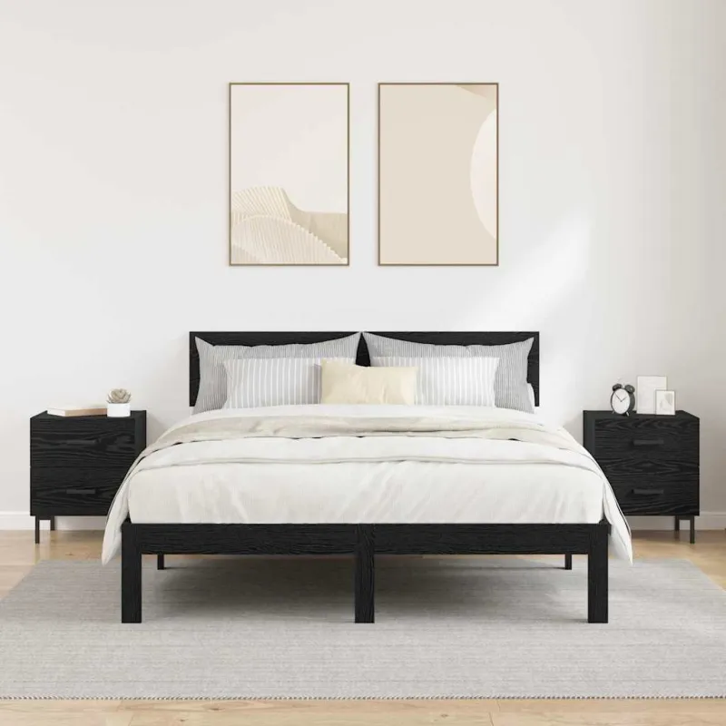 Šalia lovos spintelė 2 pcs Juodas ąžuolas 40 x 35 x 47,5 cm