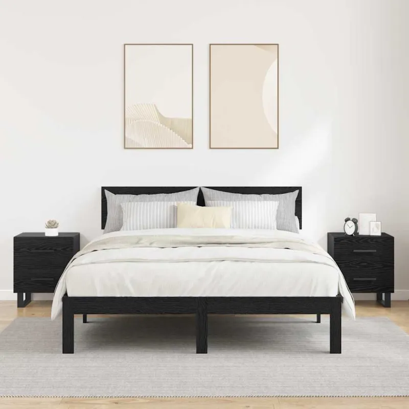 Šalia lovos spintelė 2 pcs Juodas ąžuolas 40 x 35 x 47,5 cm