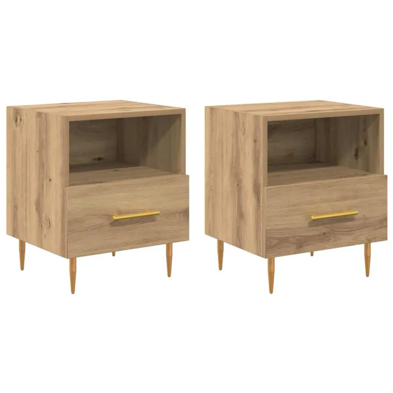 Naktinis staliukas su stalčių 2 pcs Ruda 40 x 35 x 47,5 cm
