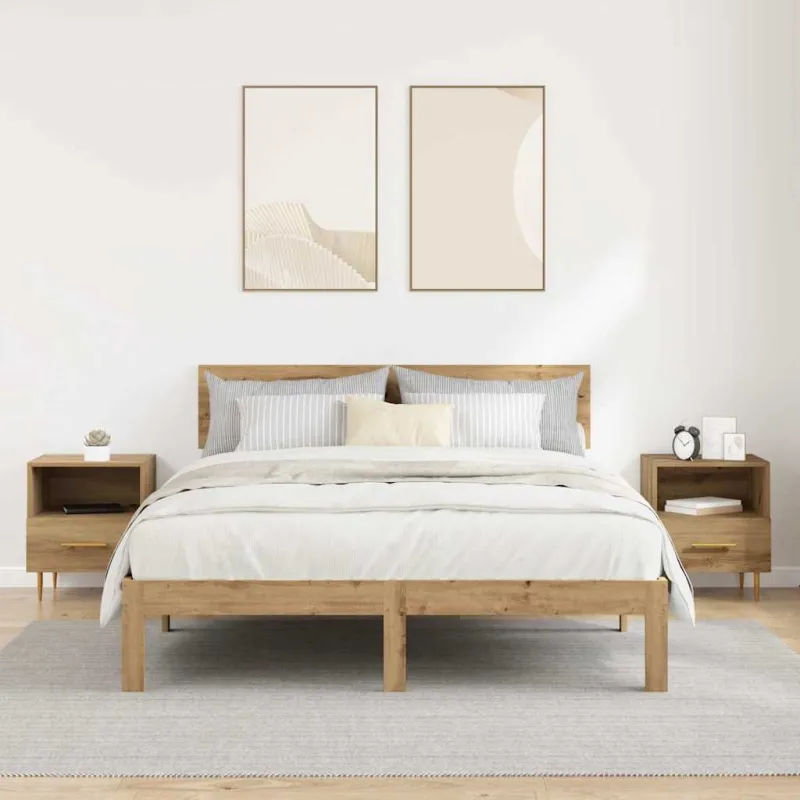 Naktinis staliukas su stalčių 2 pcs Ruda 40 x 35 x 47,5 cm