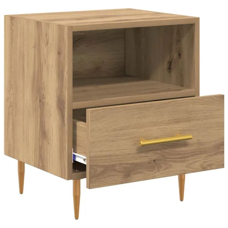 Naktinis staliukas su stalčių 2 pcs Ruda 40 x 35 x 47,5 cm