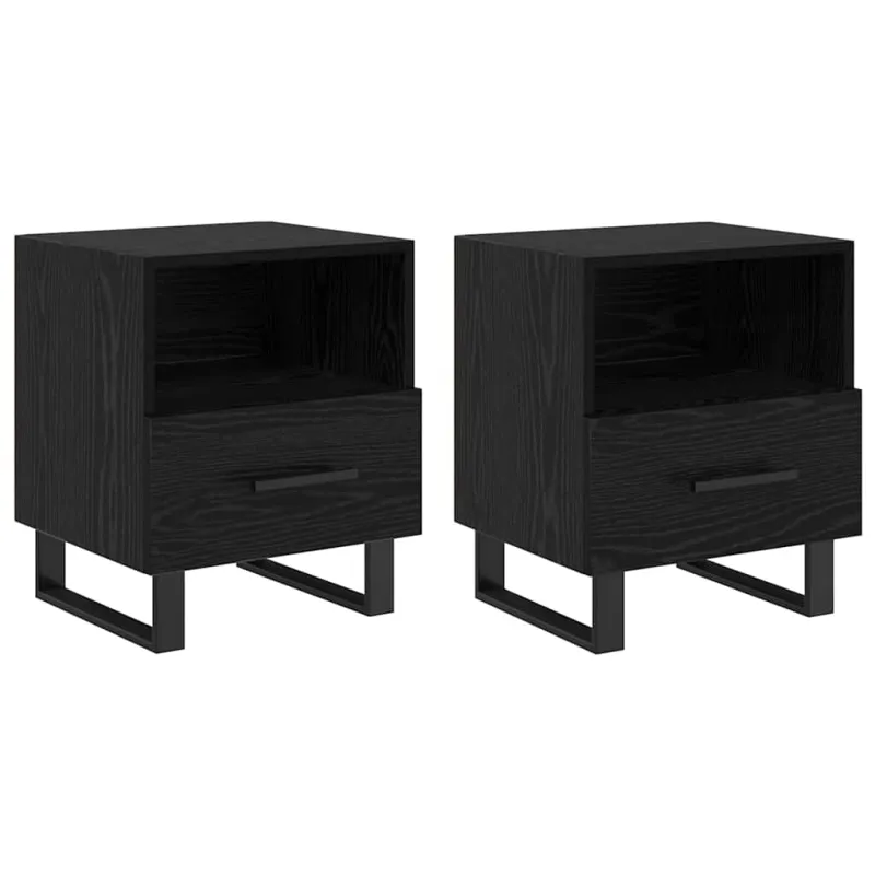 Šalia lovos spintelė 2 pcs Juodas ąžuolas 40 x 35 x 47,5 cm