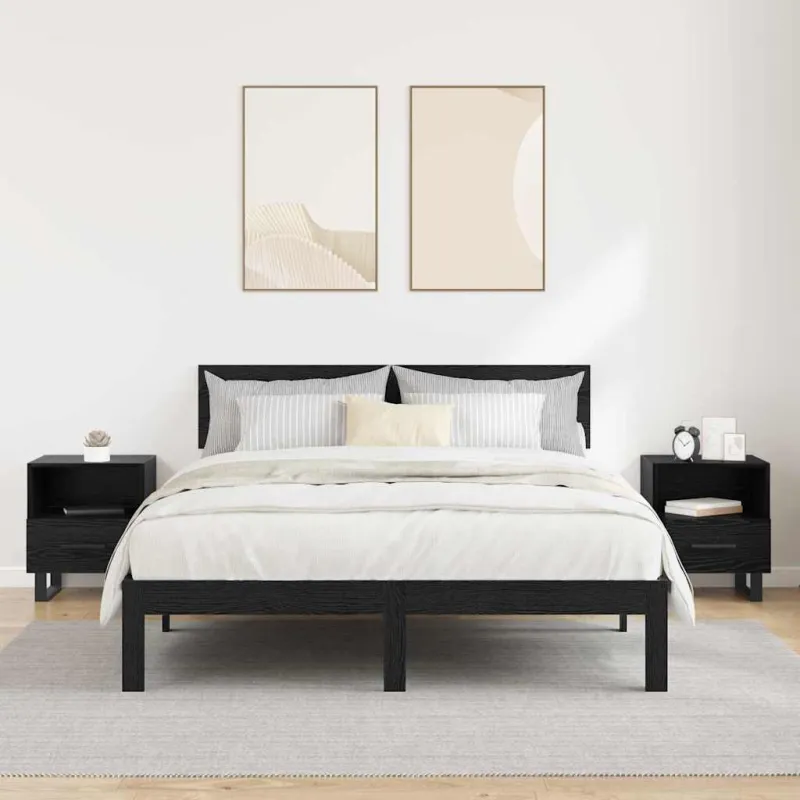 Šalia lovos spintelė 2 pcs Juodas ąžuolas 40 x 35 x 47,5 cm