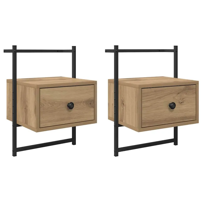 Šalia lovos spintelė 2 pcs Amatininkų ąžuolas 35 x 30 x 51 cm