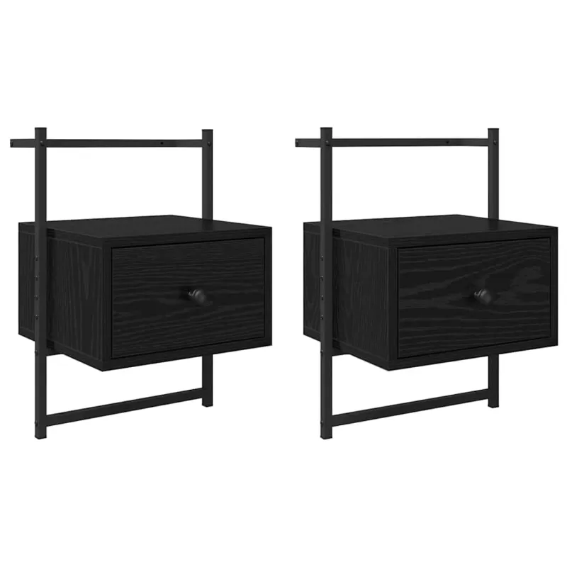Šalia lovos spintelė 2 pcs Juodas ąžuolas 35 x 30 x 51 cm