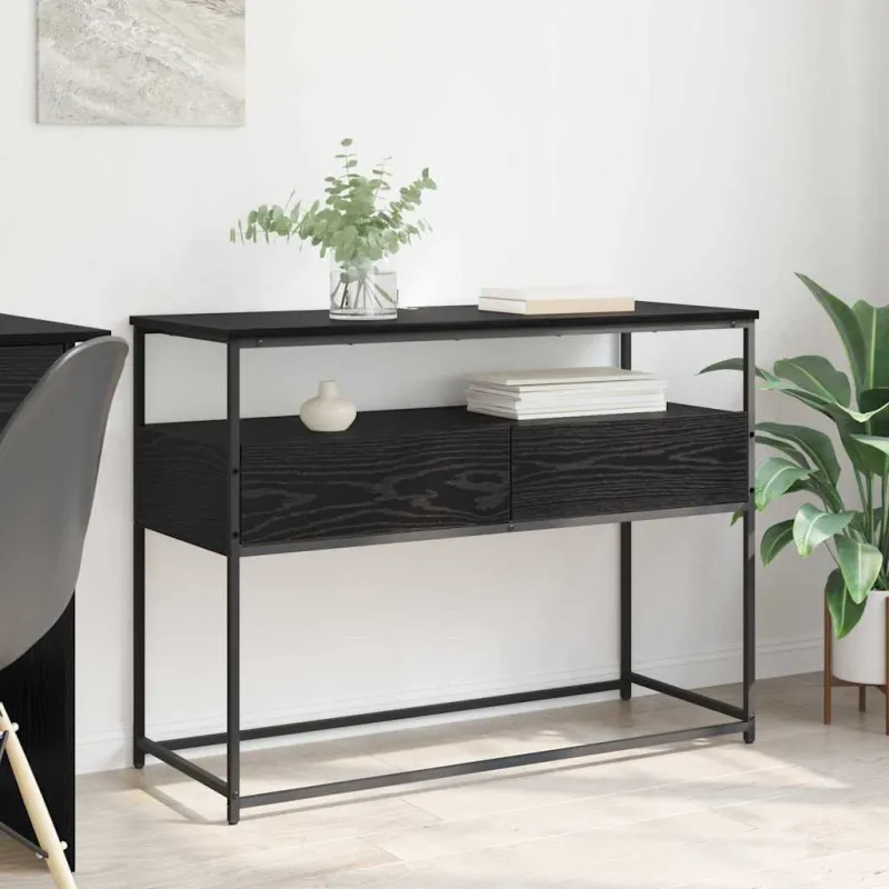 Konsolinis stalas su stalčių Juodas ąžuolas 100 x 40 x 75 cm