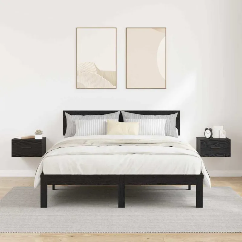 Šalia lovos spintelė 2 pcs juoda ąžuolo 35 x 35 x 20 cm