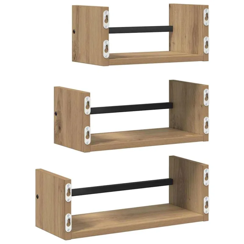 Sieninių lentynų komplektas 3 pcs Amatininkų ąžuolas 40x16x14cm