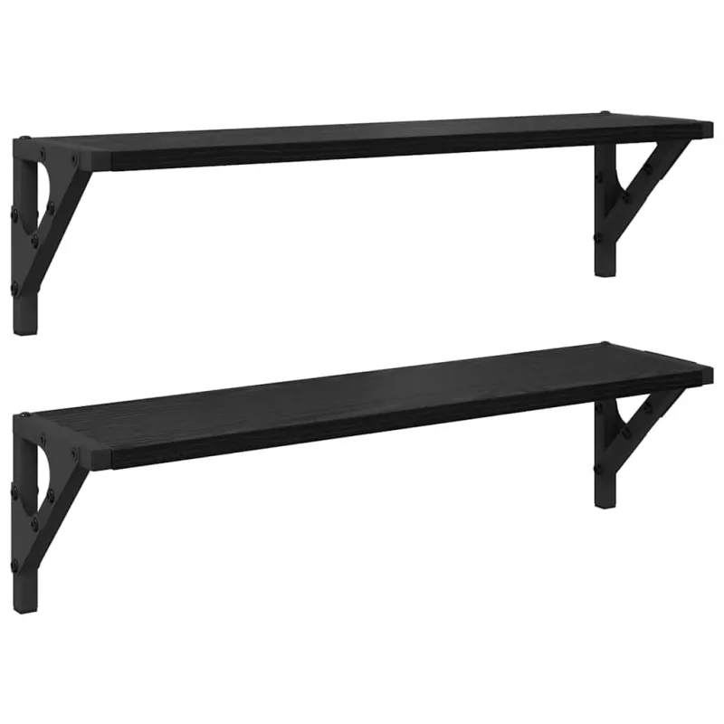 Sieninės lentynos 2 pcs Juodas ąžuolas 60 x 15 x 15,5 cm
