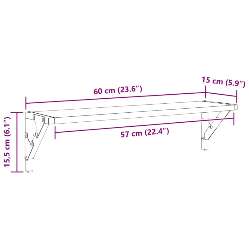 Sieninės lentynos 2 pcs Juodas ąžuolas 60 x 15 x 15,5 cm