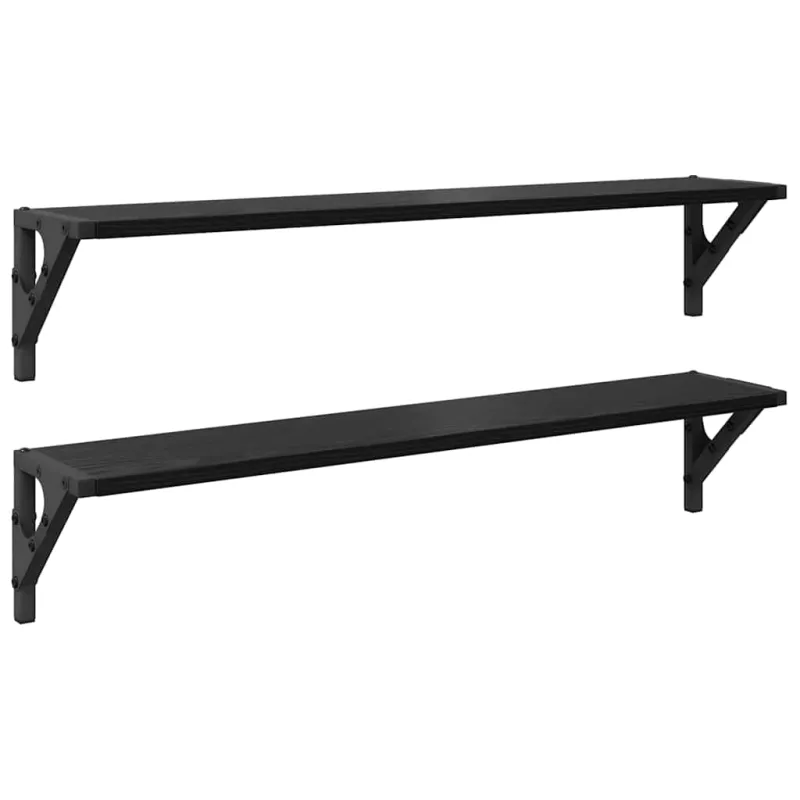 Sieninės lentynos 2 pcs Juodas ąžuolas 80 x 15 x 15,5 cm