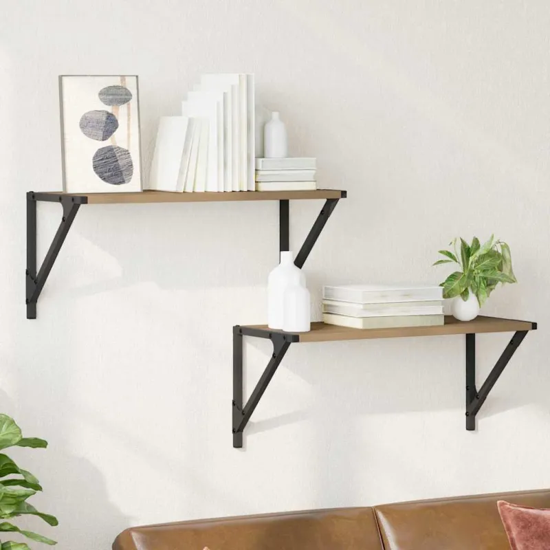 Sieninės lentynos 2 pcs Amatininkų ąžuolas 60 x 25 x 25,5 cm