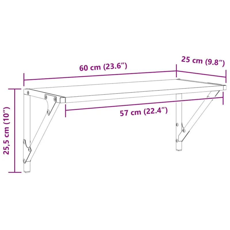 Sieninės lentynos 2 pcs Amatininkų ąžuolas 60 x 25 x 25,5 cm