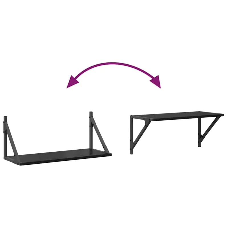 Sieninės lentynos 2 pcs Juodas ąžuolas 60 x 25 x 25,5 cm