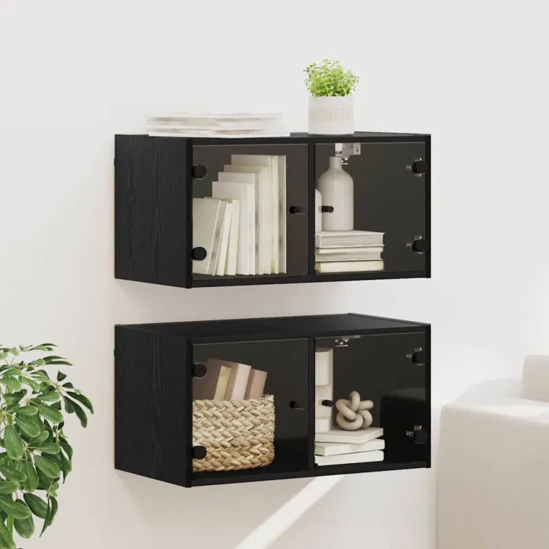 Sieniniai baldai 2 pcs Juodas ąžuolas 68 x 37 x 35 cm