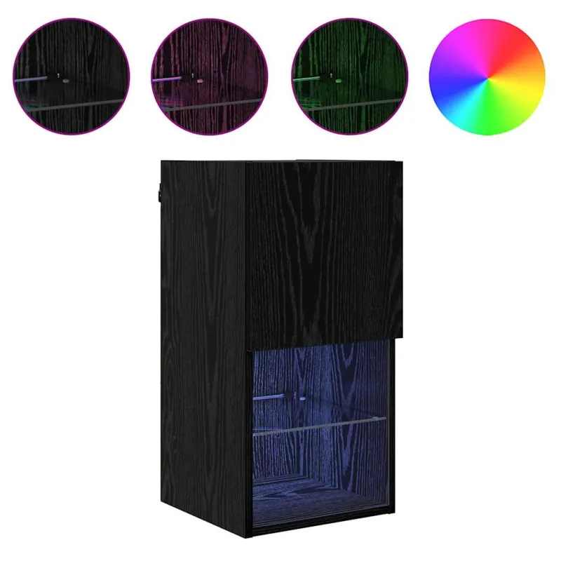 Sieniniai televizorių spintelės su LED 2 pcs Juodas ąžuolas