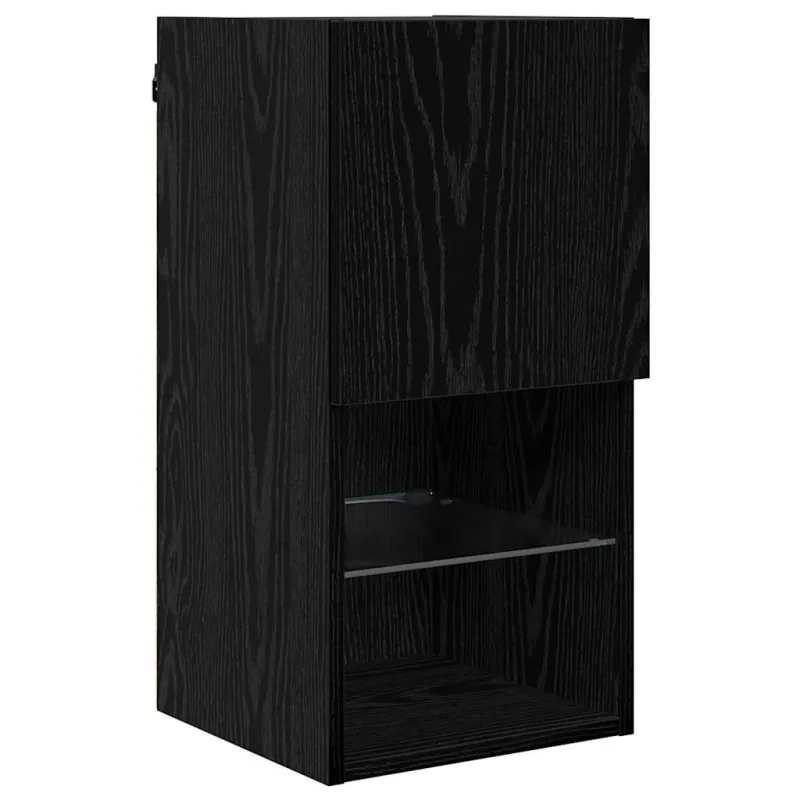 Sieniniai televizorių spintelės su LED 2 pcs Juodas ąžuolas