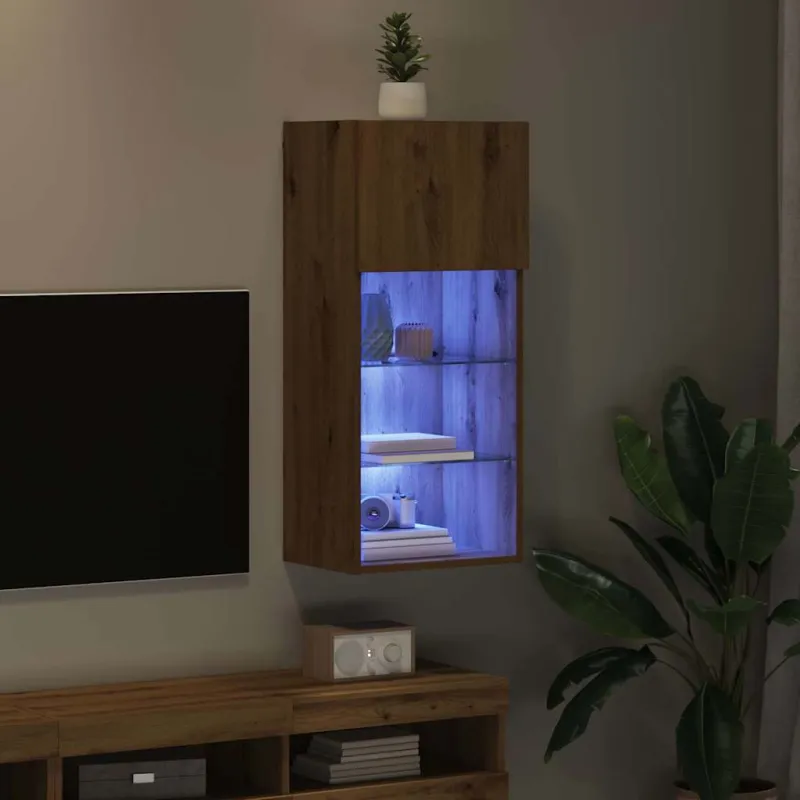 Sieninis televizoriaus stovas su LED Amatininkų ąžuolas