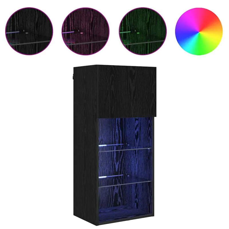 Sieniniai televizorių spintelės su LED 2 pcs Juodas ąžuolas