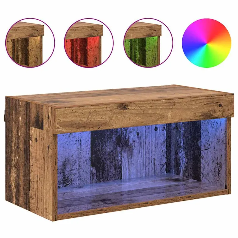 TV spintelių komplektas su LED Senovinis medis 60 x 30 x 30 cm