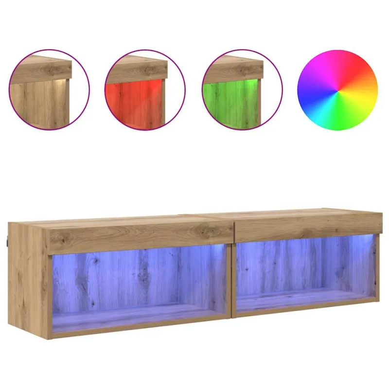 TV spintelių komplektas su LED 2 pcs Amatininkų ąžuolas