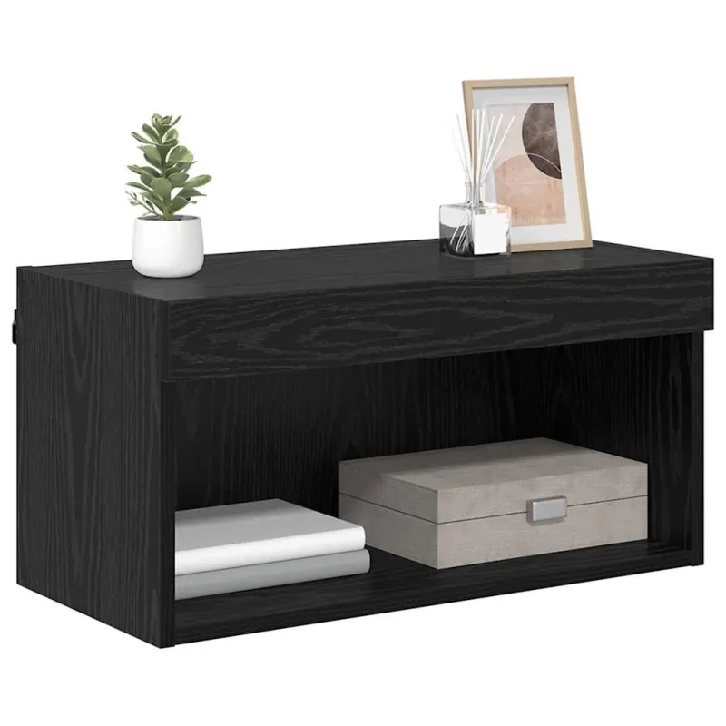 TV spintelių komplektas su LED Juodas ąžuolas 60 x 30 x 30 cm