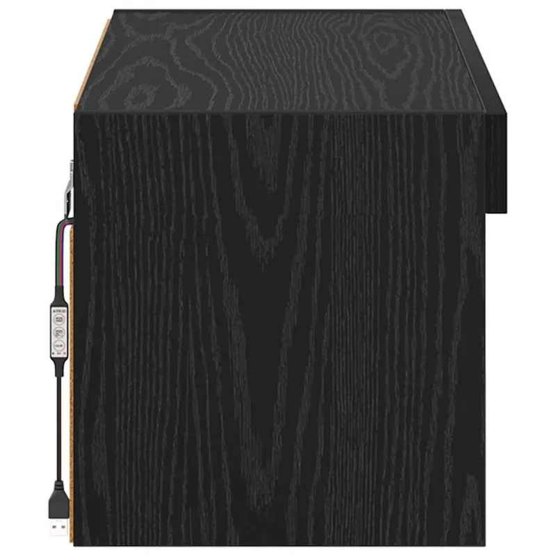 TV spintelių komplektas su LED Juodas ąžuolas 60 x 30 x 30 cm