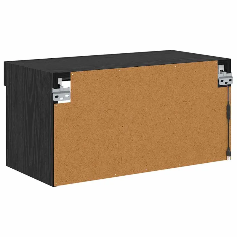 TV spintelių komplektas su LED Juodas ąžuolas 60 x 30 x 30 cm