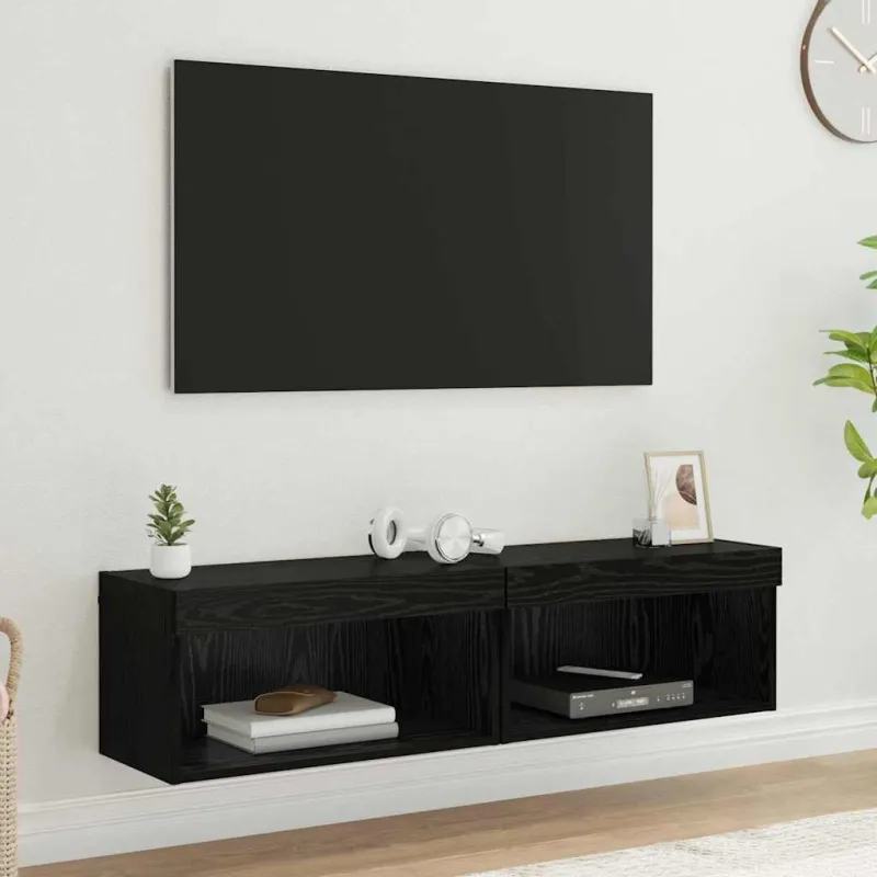 TV spintelių komplektas 2 pcs Juodas ąžuolas 60 x 30 x 30 cm