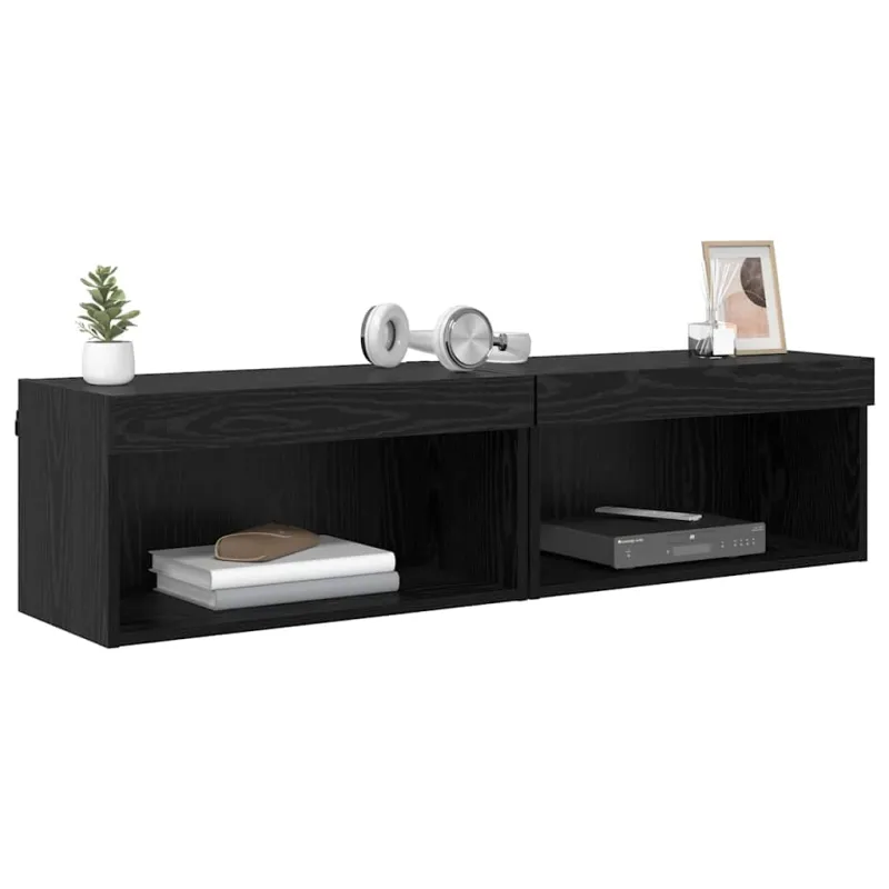 TV spintelių komplektas 2 pcs Juodas ąžuolas 60 x 30 x 30 cm