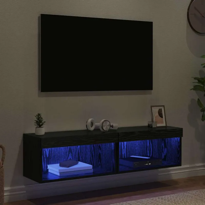 TV spintelių komplektas 2 pcs Juodas ąžuolas 60 x 30 x 30 cm
