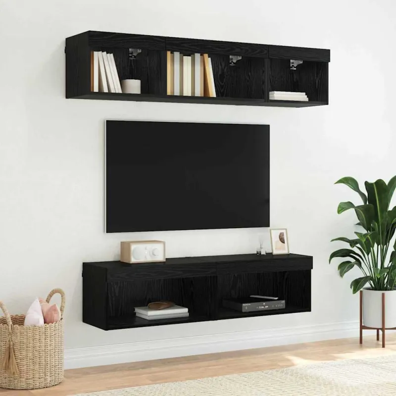 TV spintelių komplektas 2 pcs Juodas ąžuolas 60 x 30 x 30 cm
