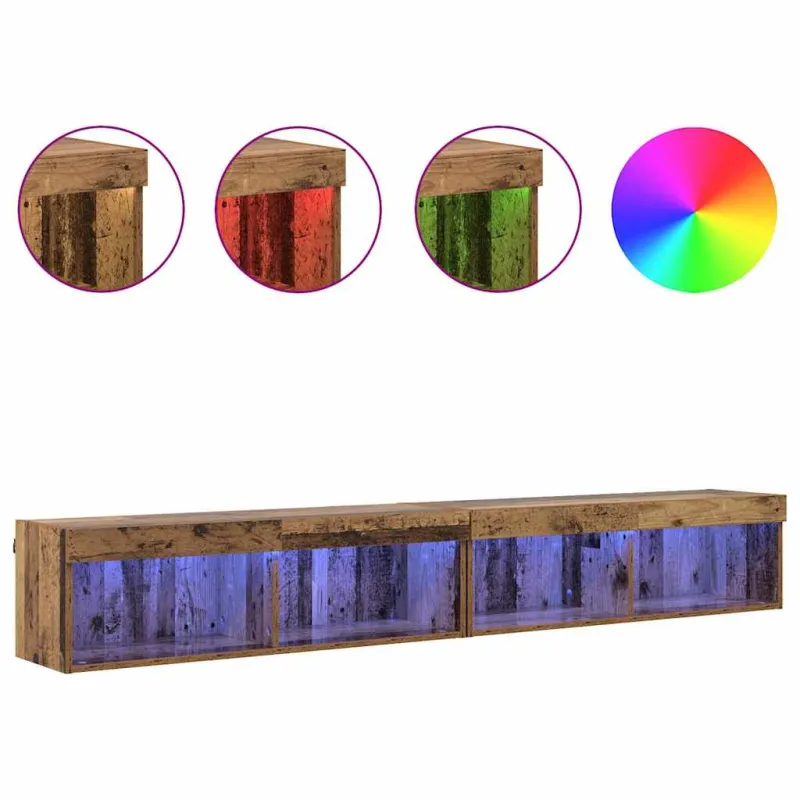 TV spintelių komplektas 2 pcs Senas medis 100 x 30 x 30 cm